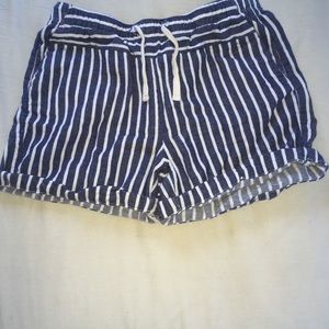 Blue and white striped shorts